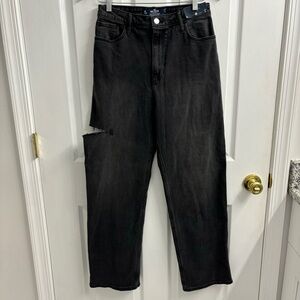 Hollister Ultra High Rise Dad Jeans 27 Black NWT Women’s 5R Side Slit
